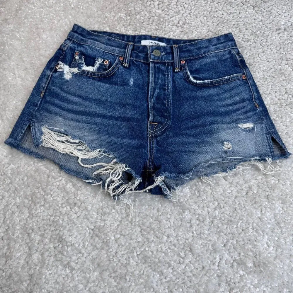 GRLFRND Cindy Button Front Cut Off Shorts Distress Babylon